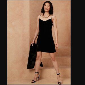 Petite Cowl-Neck Velvet Slip Dress